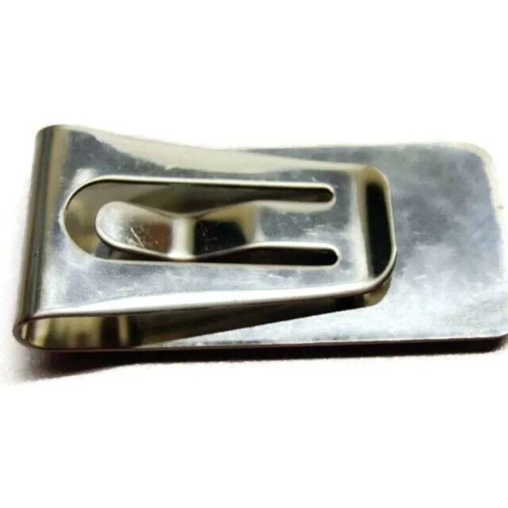 Money Clip Stainless Steel Black Plain Wallet Credit Card Cash ID Holder Silver